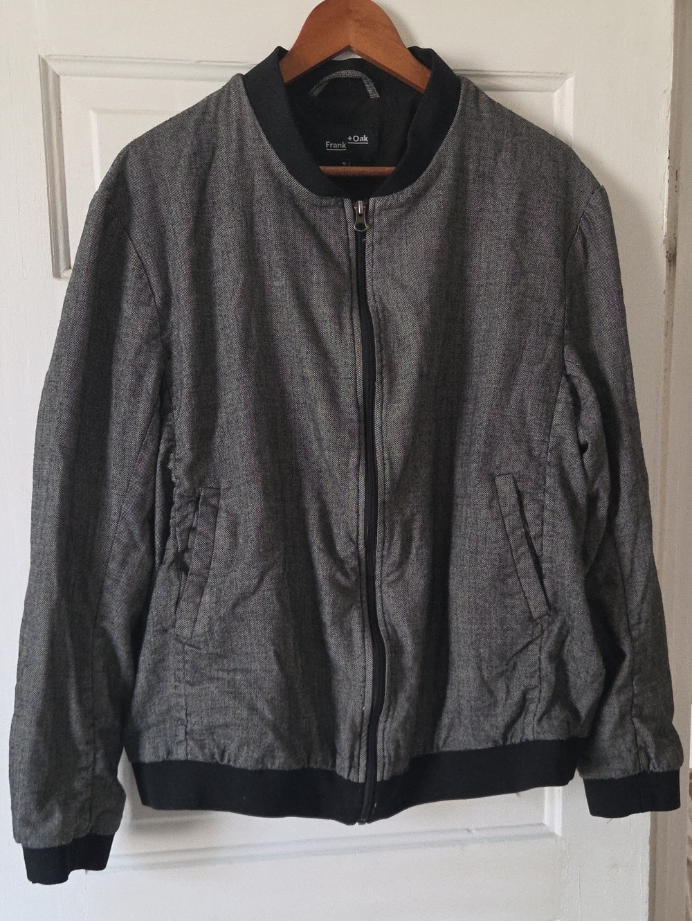 Frank & Oak Charcoal Bomber Jacket with Black Trim